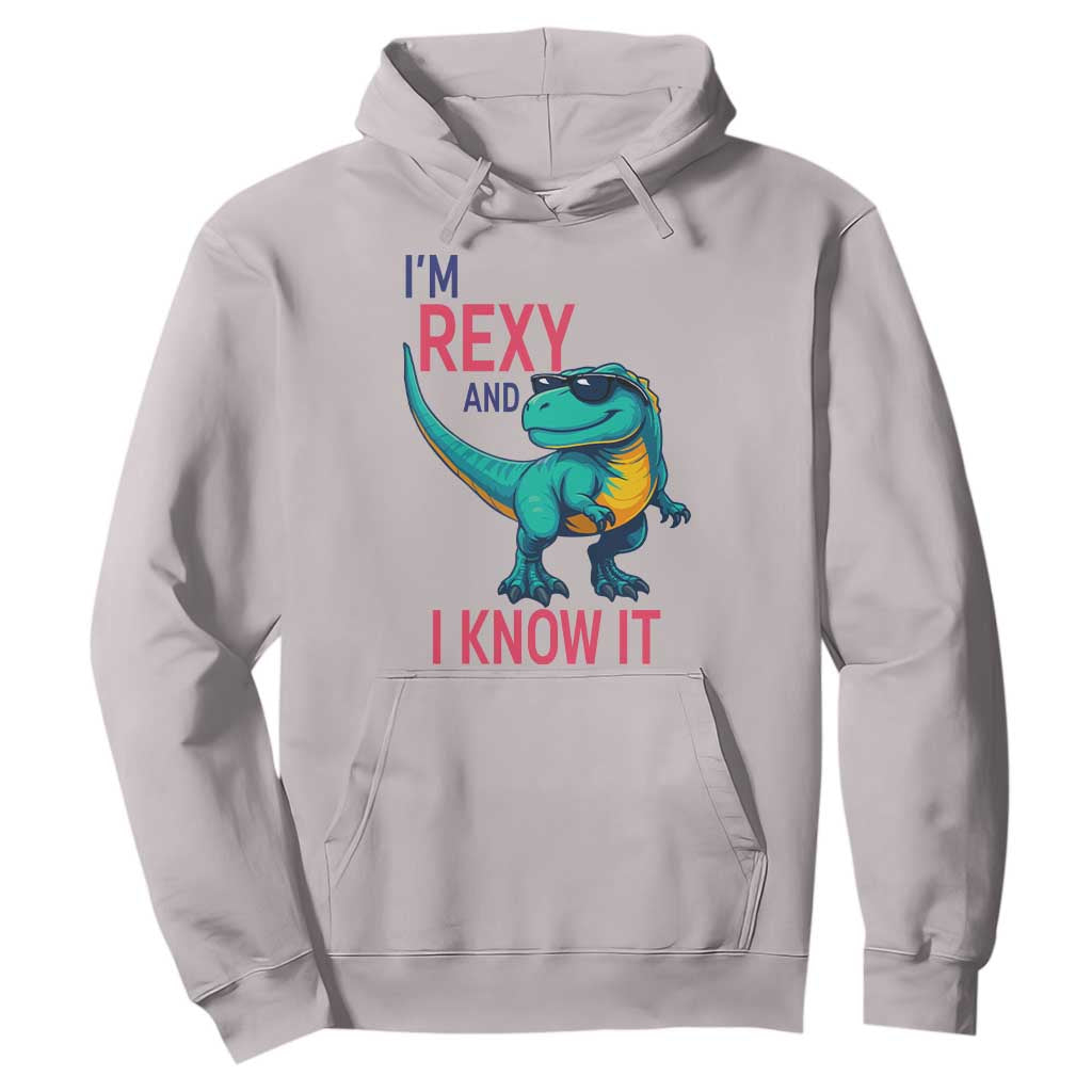 Funny Dinosaur Hoodie I Am Rexy And I Know It TS12 Ice Gray Print Your Wear