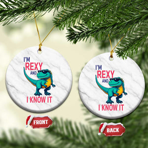 Funny Dinosaur Ceramic Ornament I Am Rexy And I Know It TS12 1pc White Marble Print Your Wear