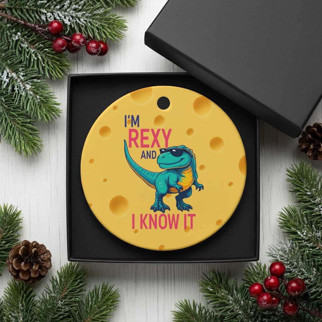 Funny Dinosaur Ceramic Ornament I Am Rexy And I Know It TS12 1pc Yellow Cheese Print Your Wear