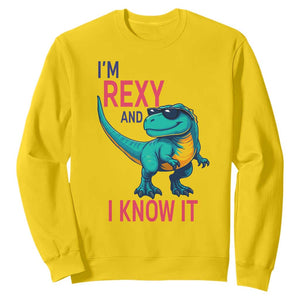 Funny Dinosaur Sweatshirt I Am Rexy And I Know It TS12 Daisy Print Your Wear