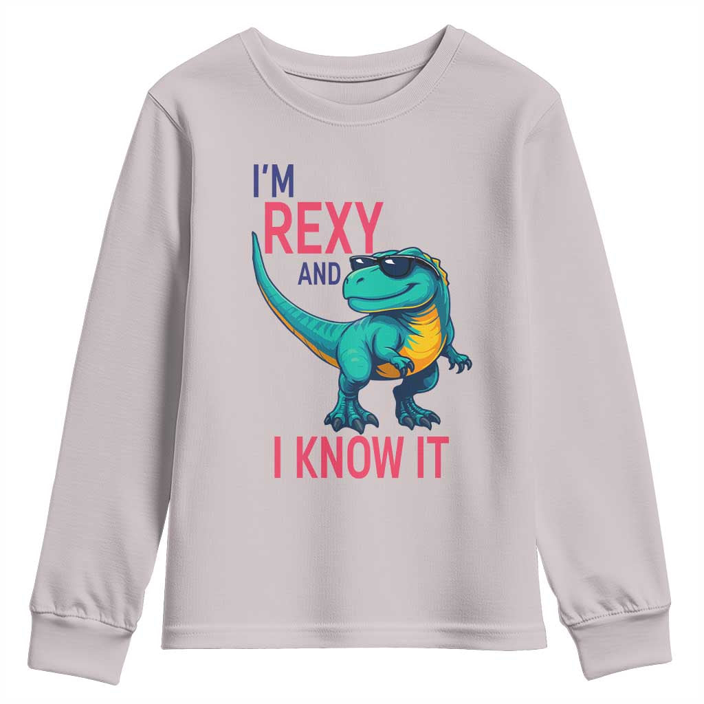 Funny Dinosaur Youth Sweatshirt I Am Rexy And I Know It TS12 Ice Gray Print Your Wear