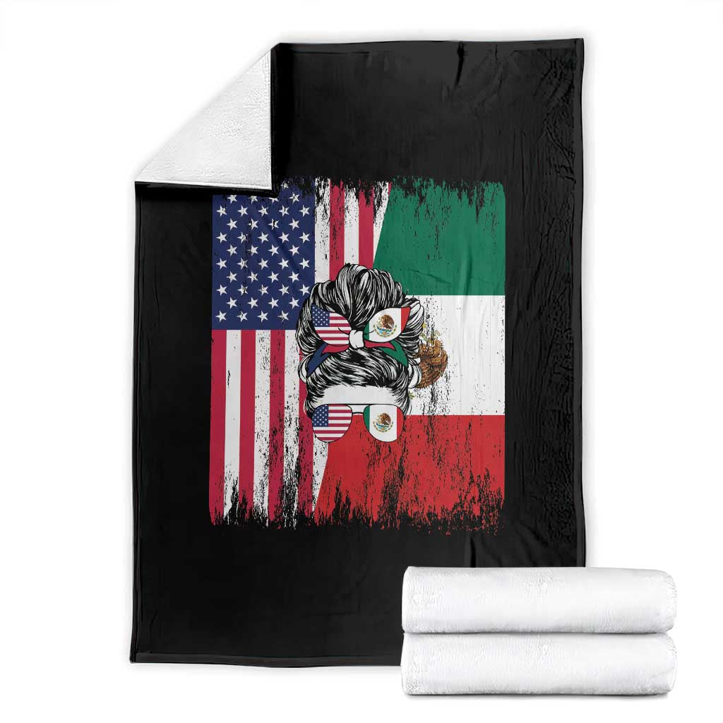 Mexican American Pride Throw Blanket Bicultural Heritage Girl Vintage Flag TS12 Black Print Your Wear