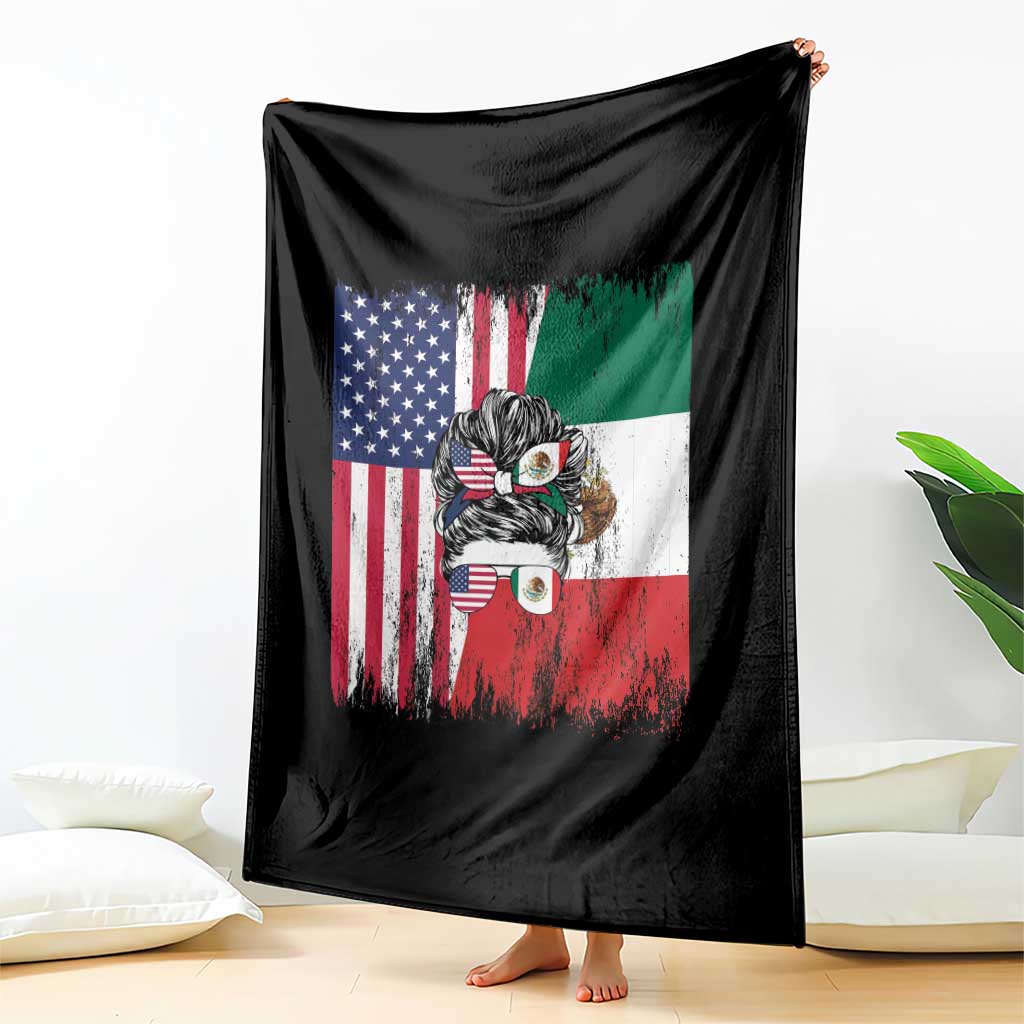 Mexican American Pride Throw Blanket Bicultural Heritage Girl Vintage Flag TS12 Print Your Wear