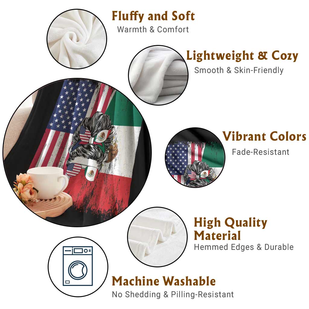Mexican American Pride Throw Blanket Bicultural Heritage Girl Vintage Flag TS12 Print Your Wear