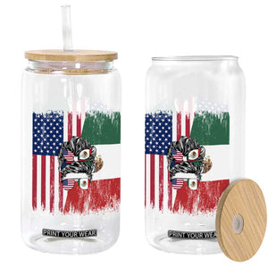 Mexican American Pride Glass Can Bicultural Heritage Girl Vintage Flag TS12 Print Your Wear