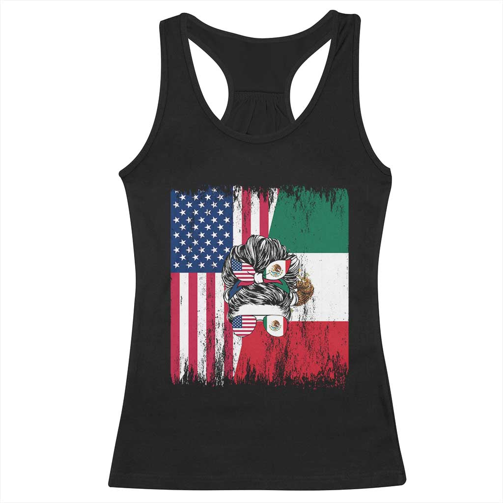 Mexican American Pride Racerback Tank Top Bicultural Heritage Girl Vintage Flag TS12 Black Print Your Wear
