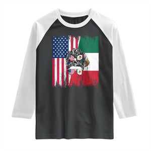 Mexican American Pride Raglan Shirt Bicultural Heritage Girl Vintage Flag TS12 Black White Print Your Wear