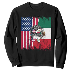 Mexican American Pride Sweatshirt Bicultural Heritage Girl Vintage Flag TS12 Black Print Your Wear