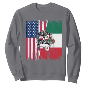 Mexican American Pride Sweatshirt Bicultural Heritage Girl Vintage Flag TS12 Charcoal Print Your Wear