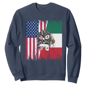 Mexican American Pride Sweatshirt Bicultural Heritage Girl Vintage Flag TS12 Navy Print Your Wear