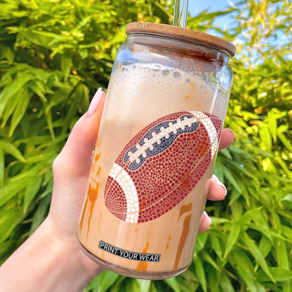 Patriotic Polka Dot Football Glass Can Dot Day Gift TS12 Black Print Your Wear