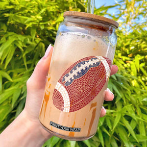 Patriotic Polka Dot Football Glass Can Dot Day Gift TS12 Black Print Your Wear