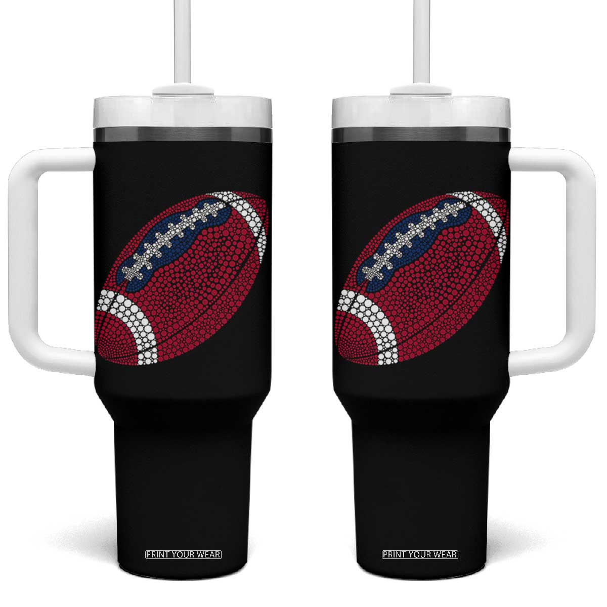 Patriotic Polka Dot Football Tumbler With Handle Dot Day Gift TS12 One Size: 40 oz Black Print Your Wear