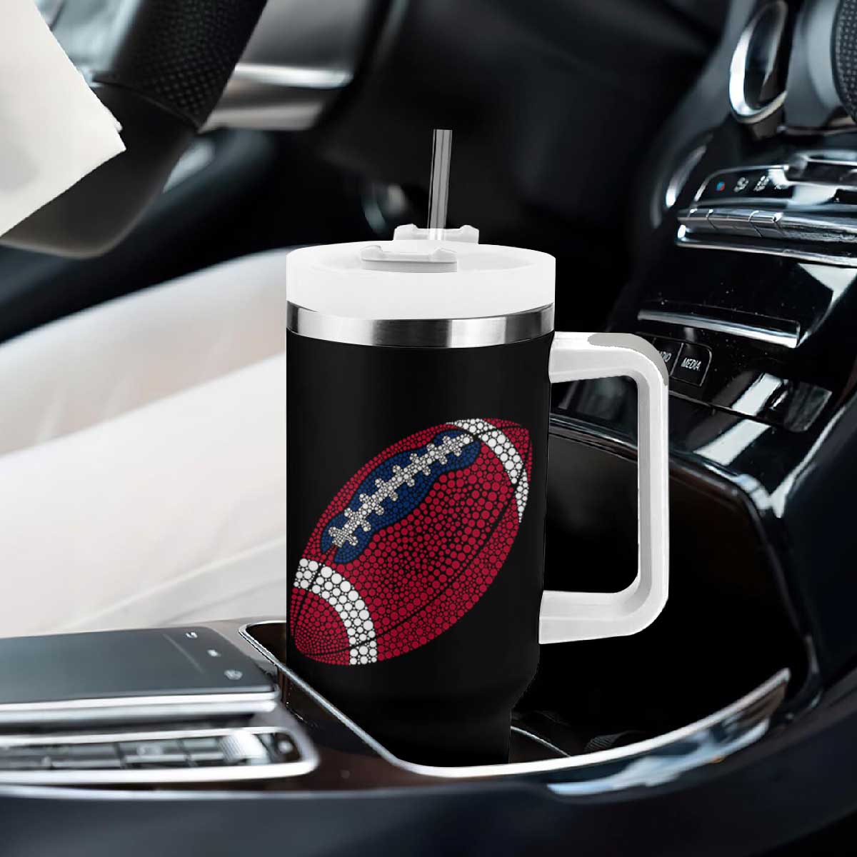 Patriotic Polka Dot Football Tumbler With Handle Dot Day Gift TS12 Print Your Wear