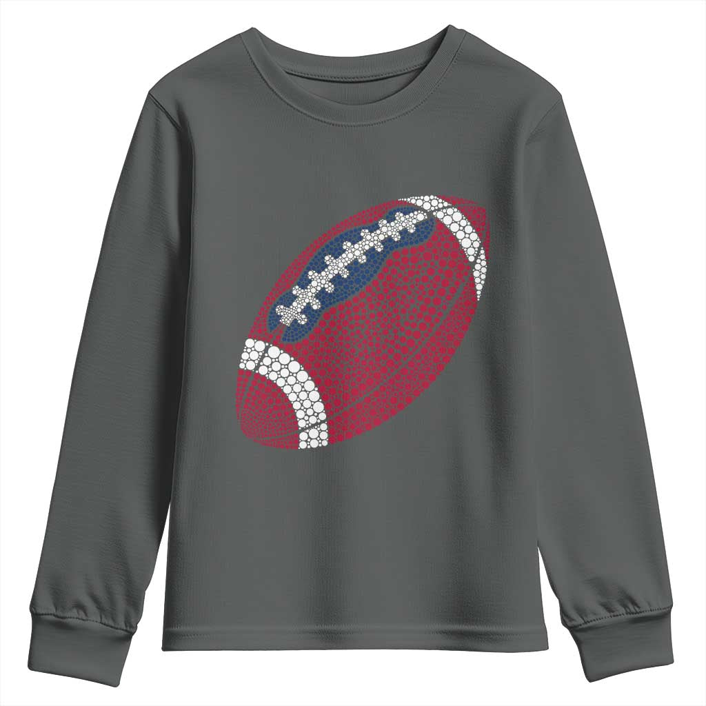 Patriotic Polka Dot Football Youth Sweatshirt Dot Day Gift TS12 Dark Heather Print Your Wear