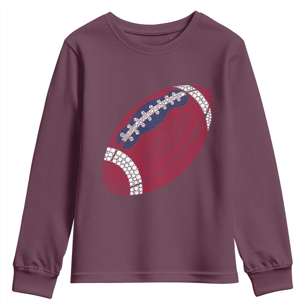 Patriotic Polka Dot Football Youth Sweatshirt Dot Day Gift TS12 Maroon Print Your Wear