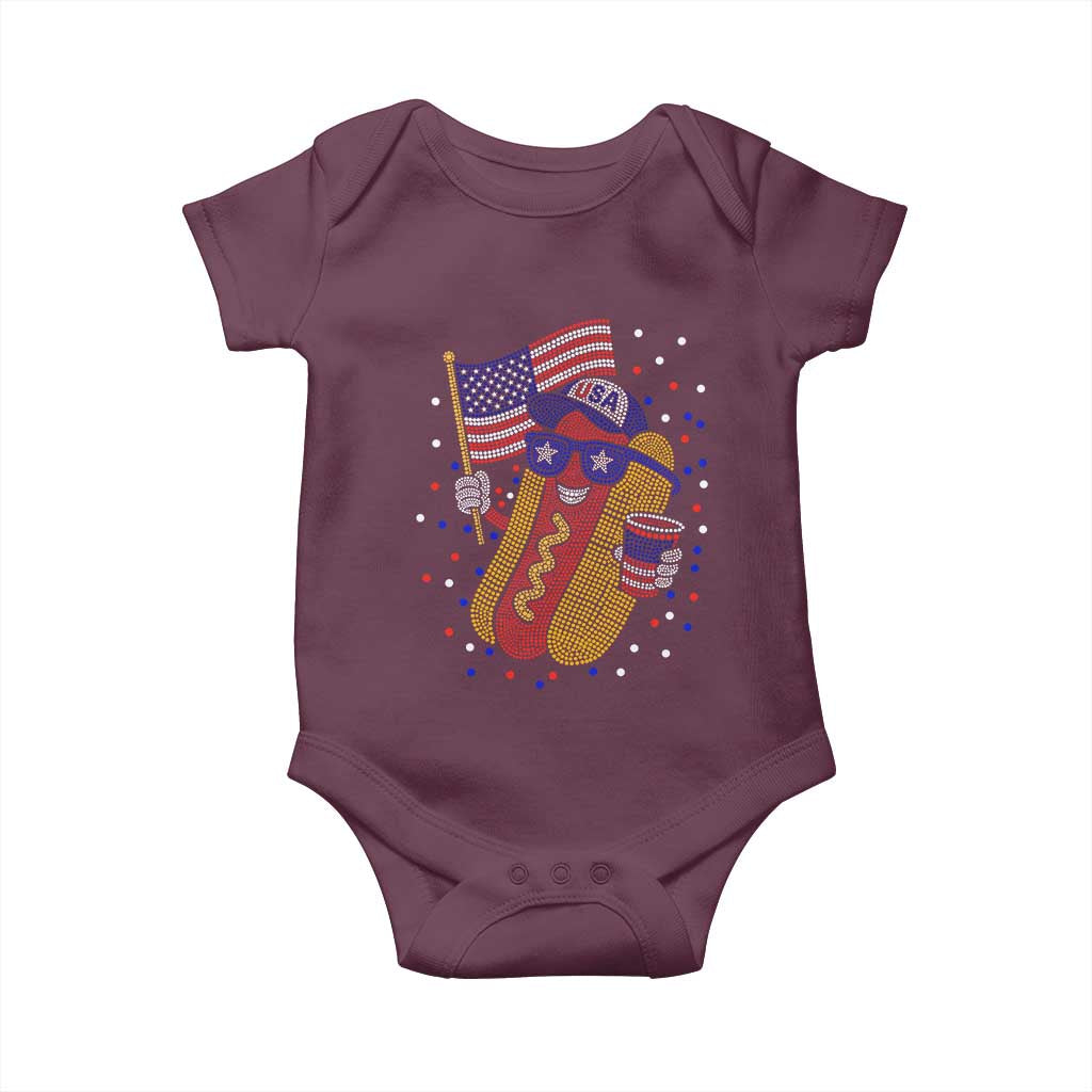 International Dot Day Hotdog Baby Onesie Red White Blue Polka Dots TS12 Maroon Print Your Wear