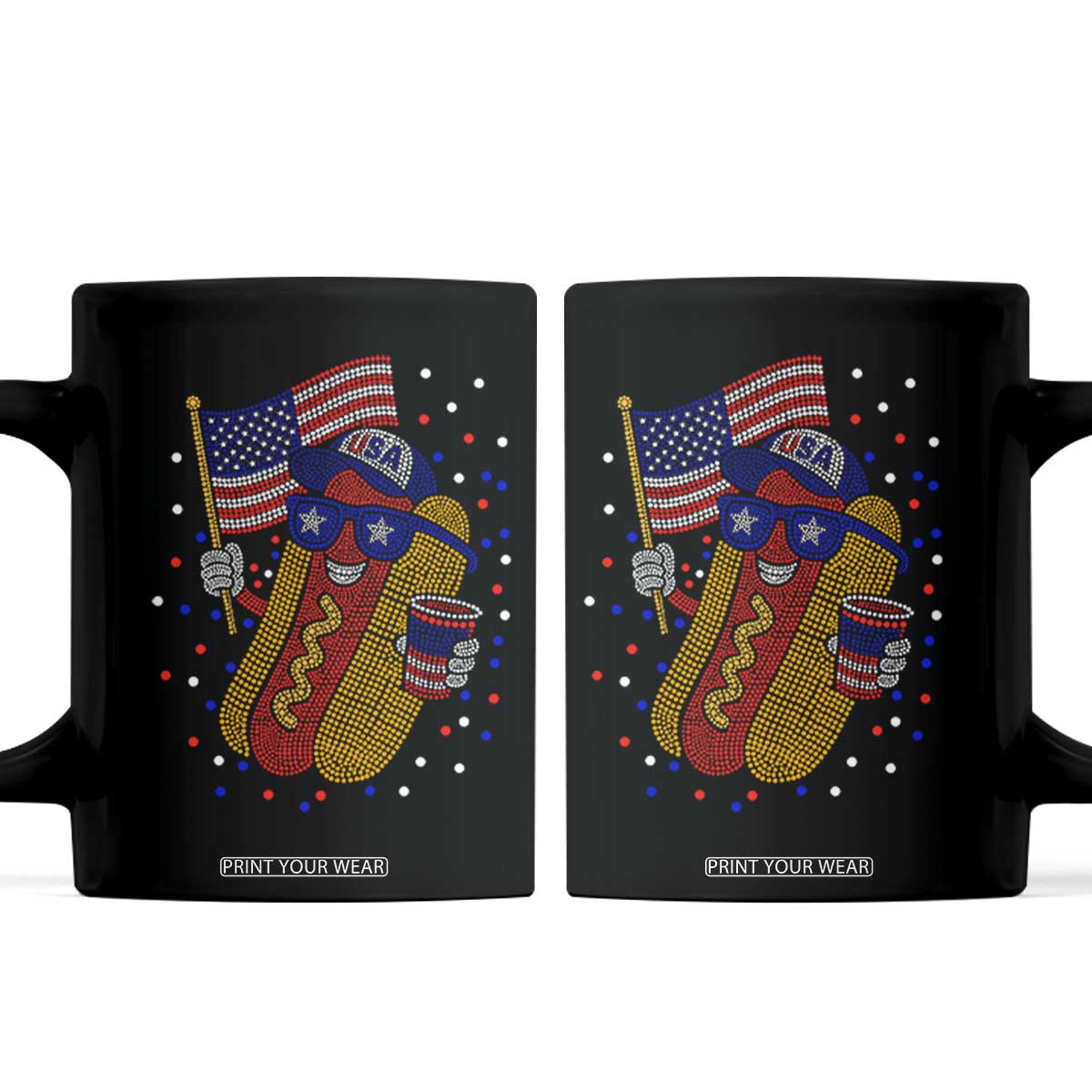 International Dot Day Hotdog Coffee Mug Red White Blue Polka Dots TS12 Black Print Your Wear