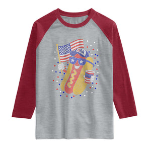 International Dot Day Hotdog Raglan Shirt Red White Blue Polka Dots TS12 Heather Gray Heather Red Print Your Wear