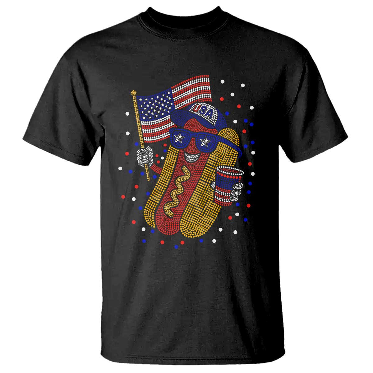 International Dot Day Hotdog T Shirt Red White Blue Polka Dots TS12 Black Print Your Wear