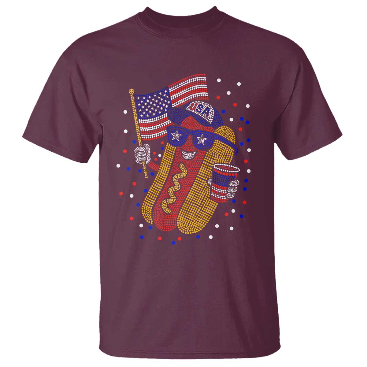 International Dot Day Hotdog T Shirt Red White Blue Polka Dots TS12 Maroon Print Your Wear