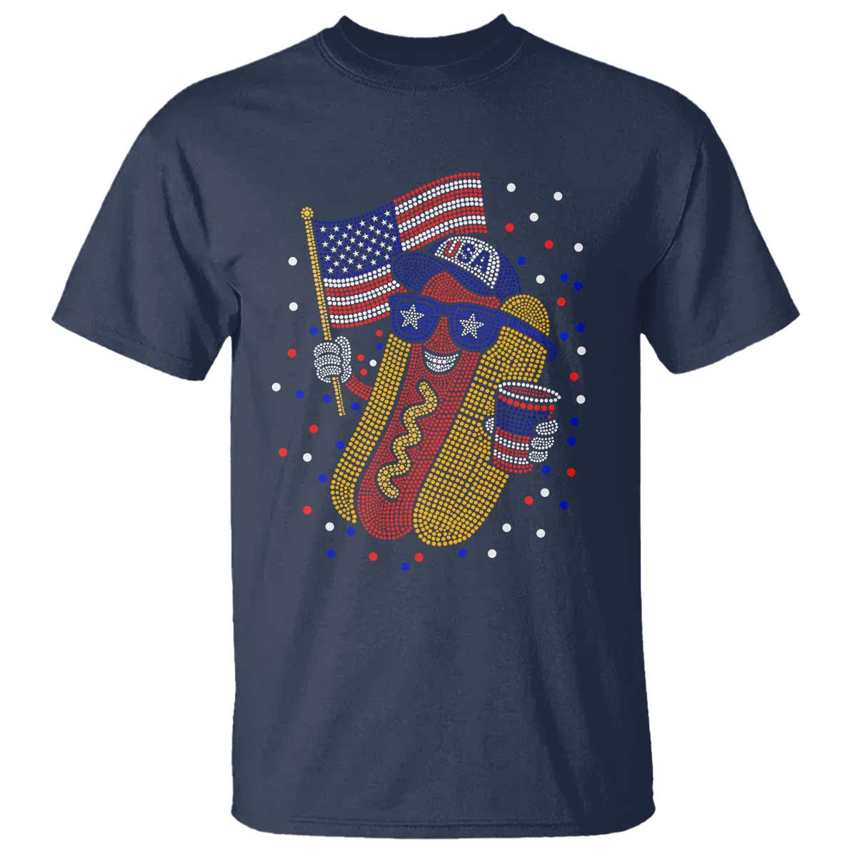 International Dot Day Hotdog T Shirt Red White Blue Polka Dots TS12 Navy Print Your Wear