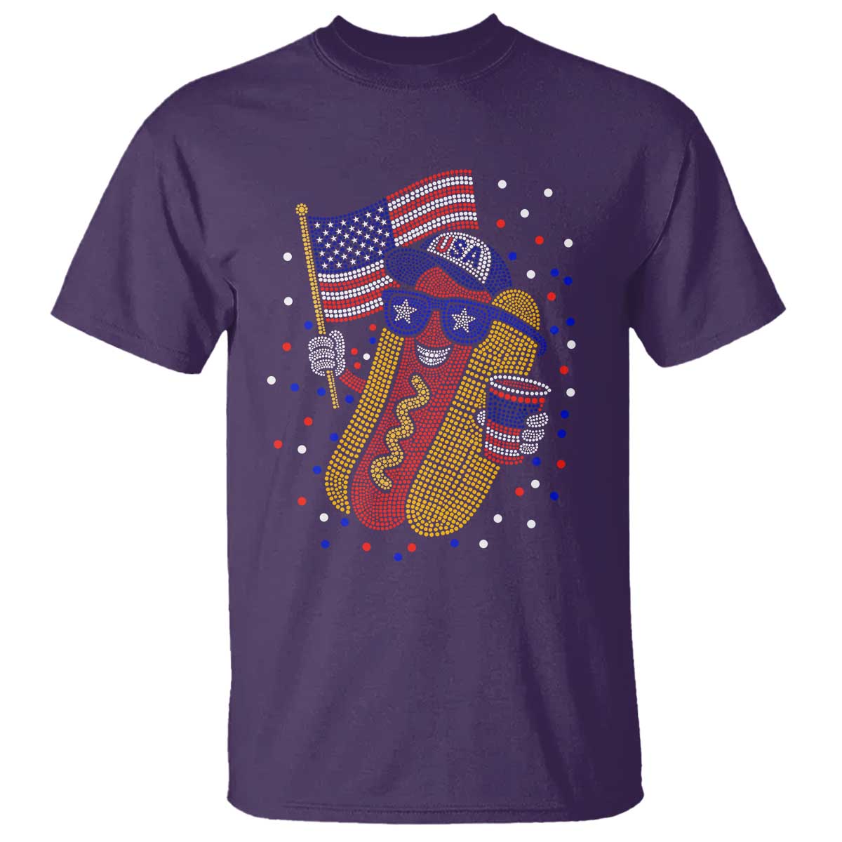 International Dot Day Hotdog T Shirt Red White Blue Polka Dots TS12 Purple Print Your Wear
