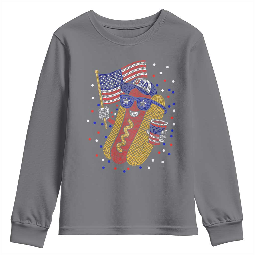 International Dot Day Hotdog Youth Sweatshirt Red White Blue Polka Dots TS12 Charcoal Print Your Wear