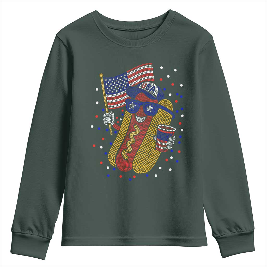 International Dot Day Hotdog Youth Sweatshirt Red White Blue Polka Dots TS12 Dark Forest Green Print Your Wear