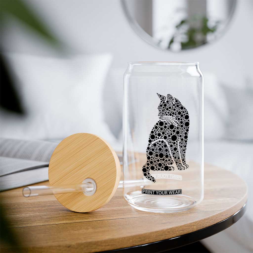 Polka Dot Black Cat Glass Can International Dot Day Gift TS12 Print Your Wear