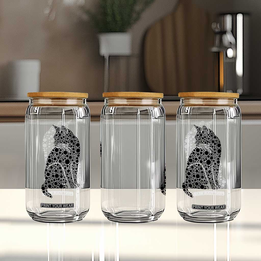 Polka Dot Black Cat Glass Can International Dot Day Gift TS12 Print Your Wear