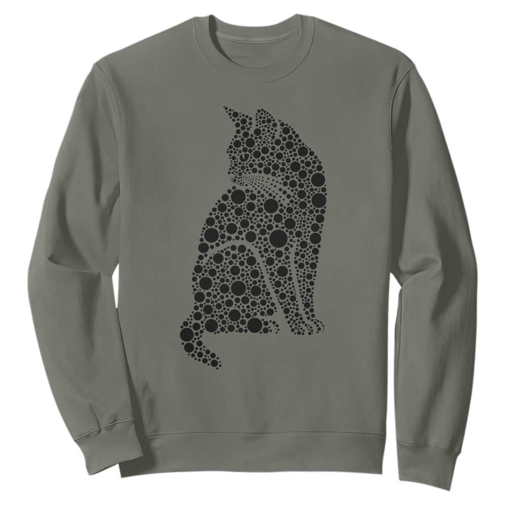 Polka Dot Black Cat Sweatshirt International Dot Day Gift TS12 Military Green Print Your Wear