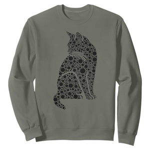 Polka Dot Black Cat Sweatshirt International Dot Day Gift TS12 Military Green Print Your Wear