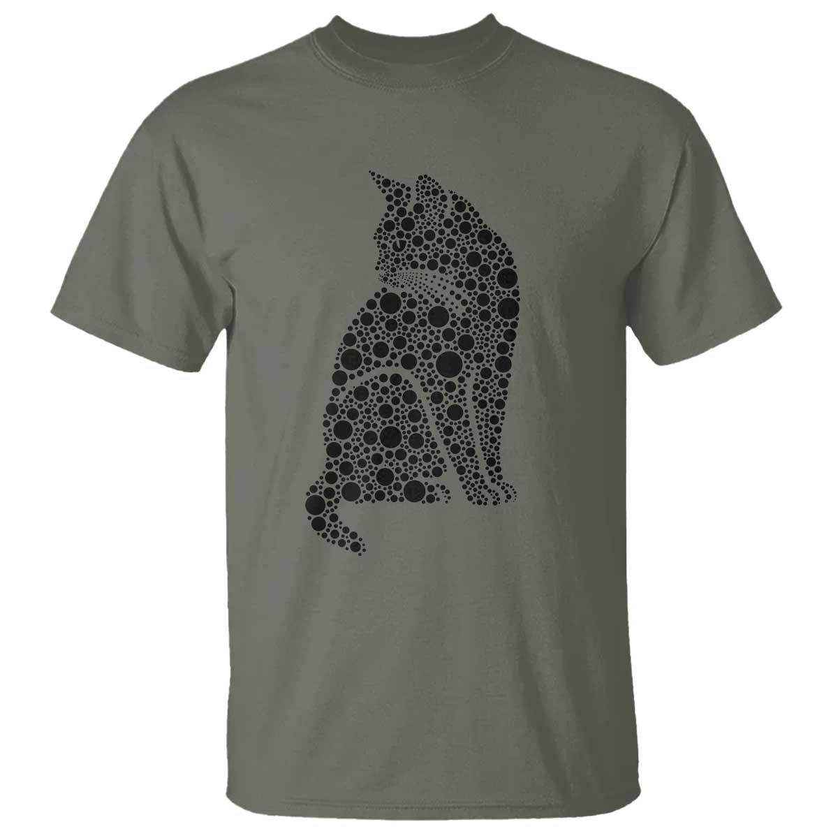 Polka Dot Black Cat T Shirt International Dot Day Gift TS12 Military Green Print Your Wear