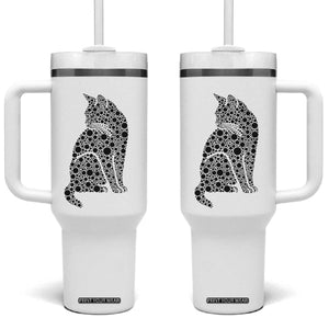 Polka Dot Black Cat Tumbler With Handle International Dot Day Gift TS12 One Size: 40 oz White Print Your Wear