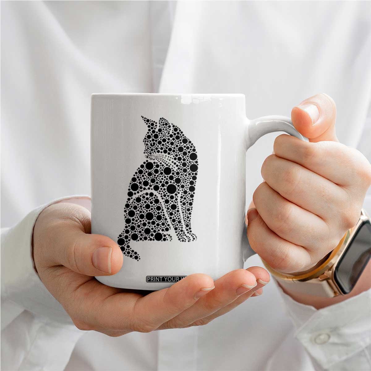Polka Dot Black Cat Coffee Mug International Dot Day Gift TS12 Print Your Wear