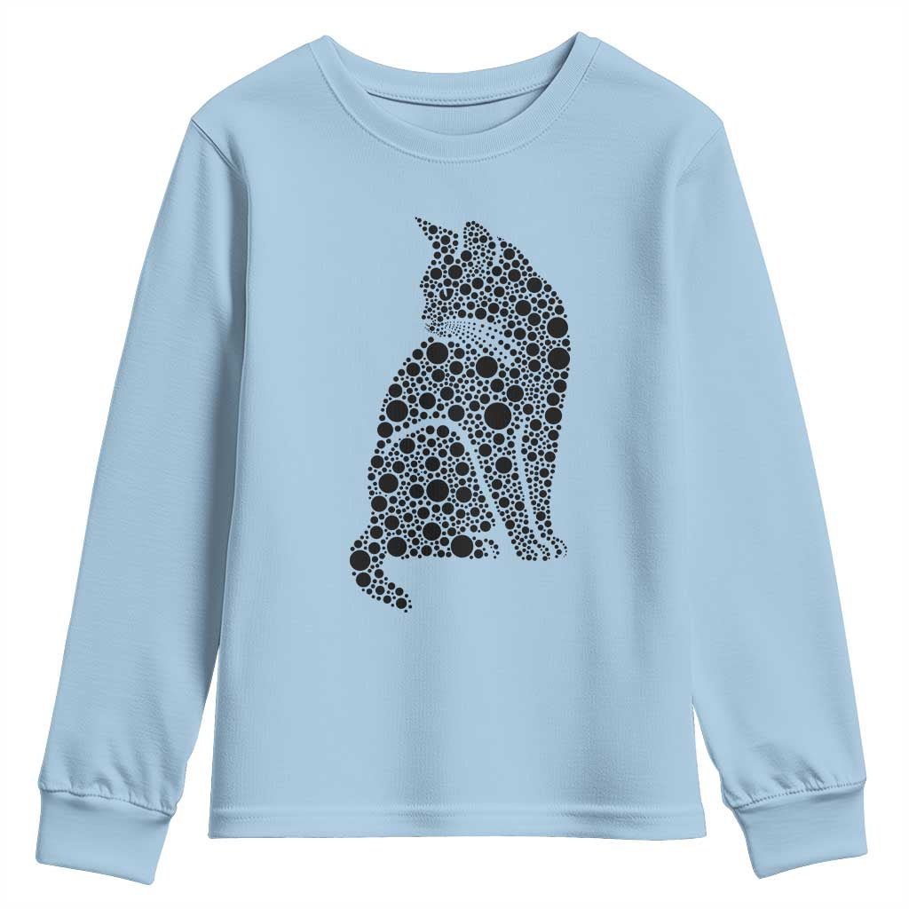 Polka Dot Black Cat Youth Sweatshirt International Dot Day Gift TS12 Light Blue Print Your Wear