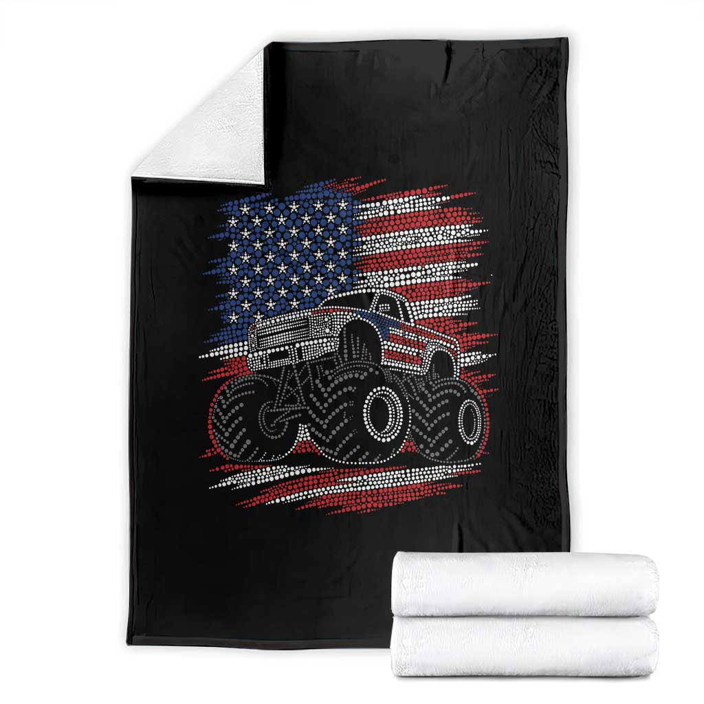 Patriotic Monster Truck Polka Dot Throw Blanket Dot Day Gift TS12 Black Print Your Wear