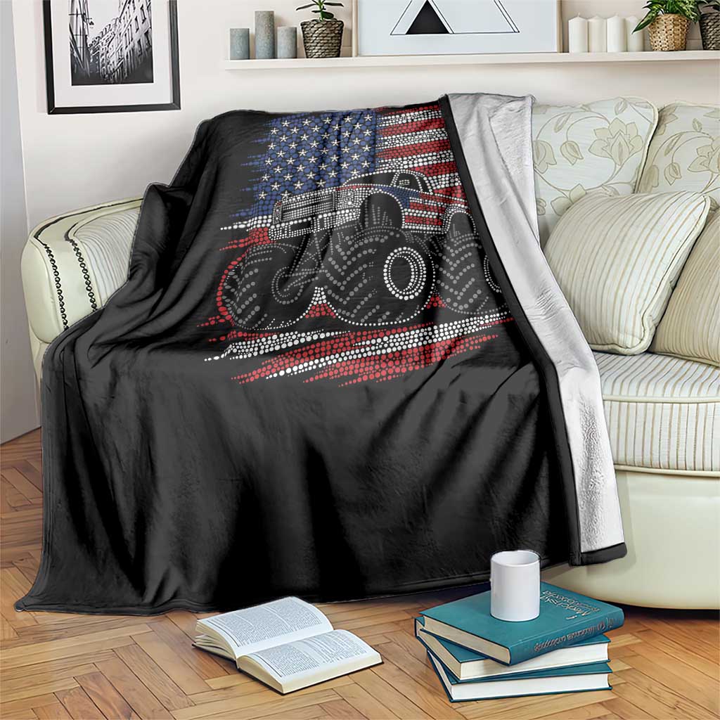 Patriotic Monster Truck Polka Dot Throw Blanket Dot Day Gift TS12 Print Your Wear