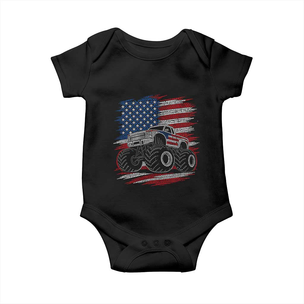 Patriotic Monster Truck Polka Dot Baby Onesie Dot Day Gift TS12 Black Print Your Wear
