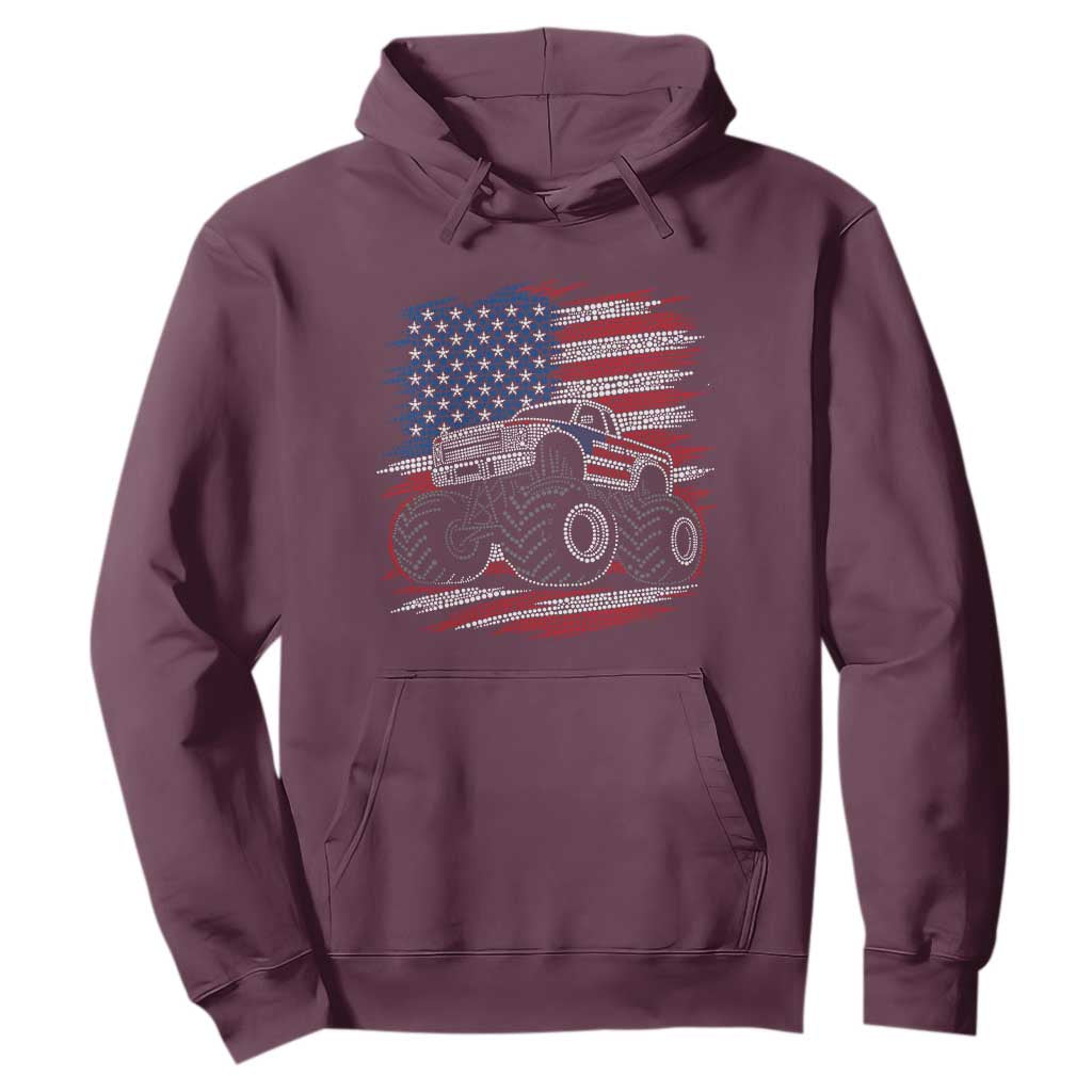 Patriotic Monster Truck Polka Dot Hoodie Dot Day Gift TS12 Maroon Print Your Wear
