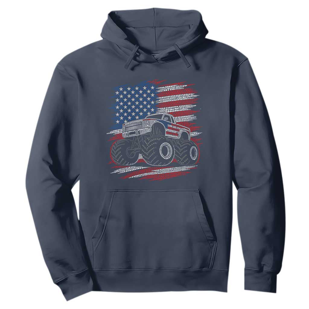 Patriotic Monster Truck Polka Dot Hoodie Dot Day Gift TS12 Navy Print Your Wear