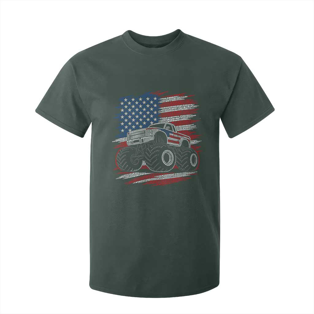 Patriotic Monster Truck Polka Dot T Shirt For Kid Dot Day Gift TS12 Dark Forest Green Print Your Wear