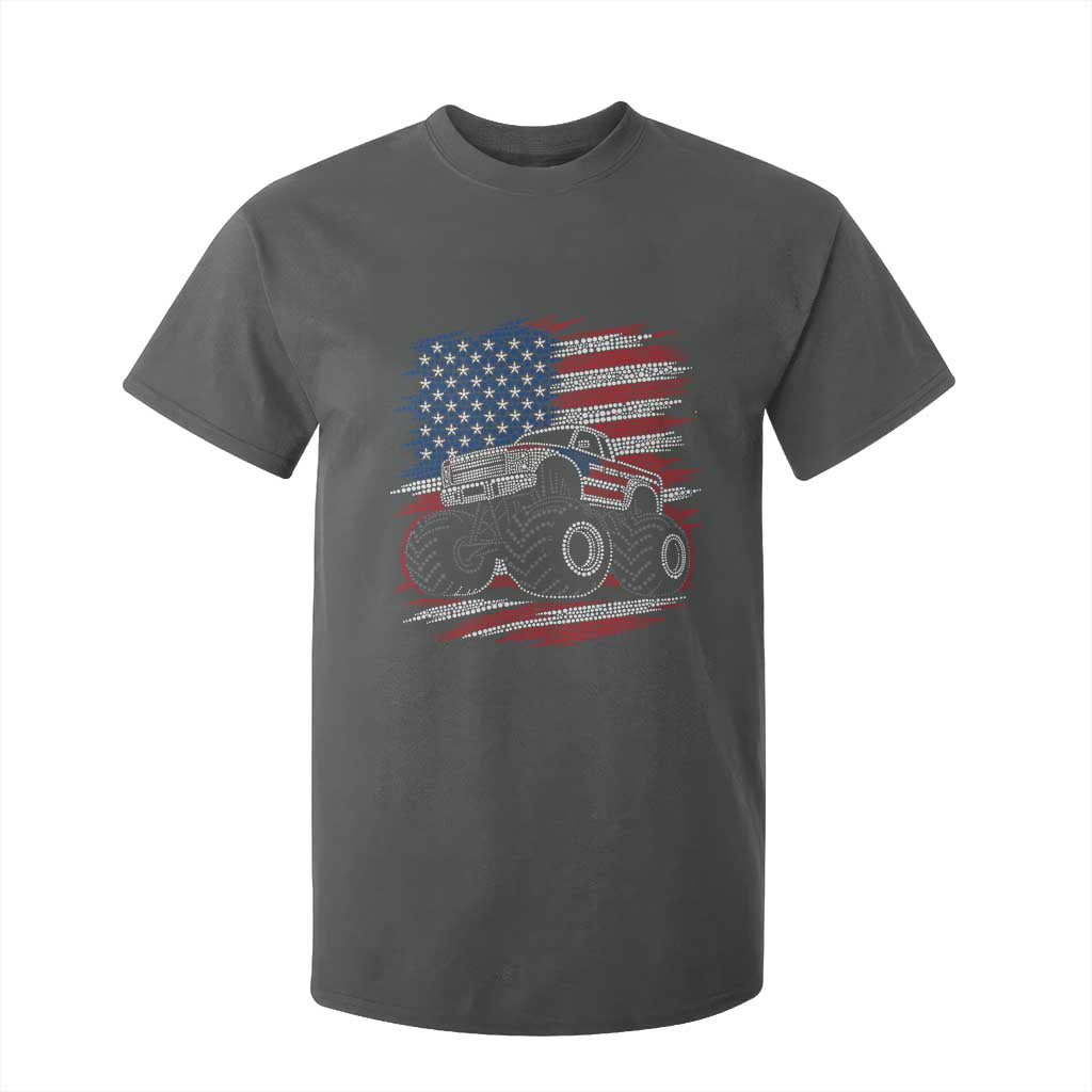 Patriotic Monster Truck Polka Dot T Shirt For Kid Dot Day Gift TS12 Dark Heather Print Your Wear