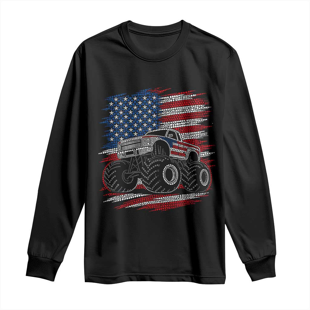 Patriotic Monster Truck Polka Dot Long Sleeve Shirt Dot Day Gift TS12 Black Print Your Wear