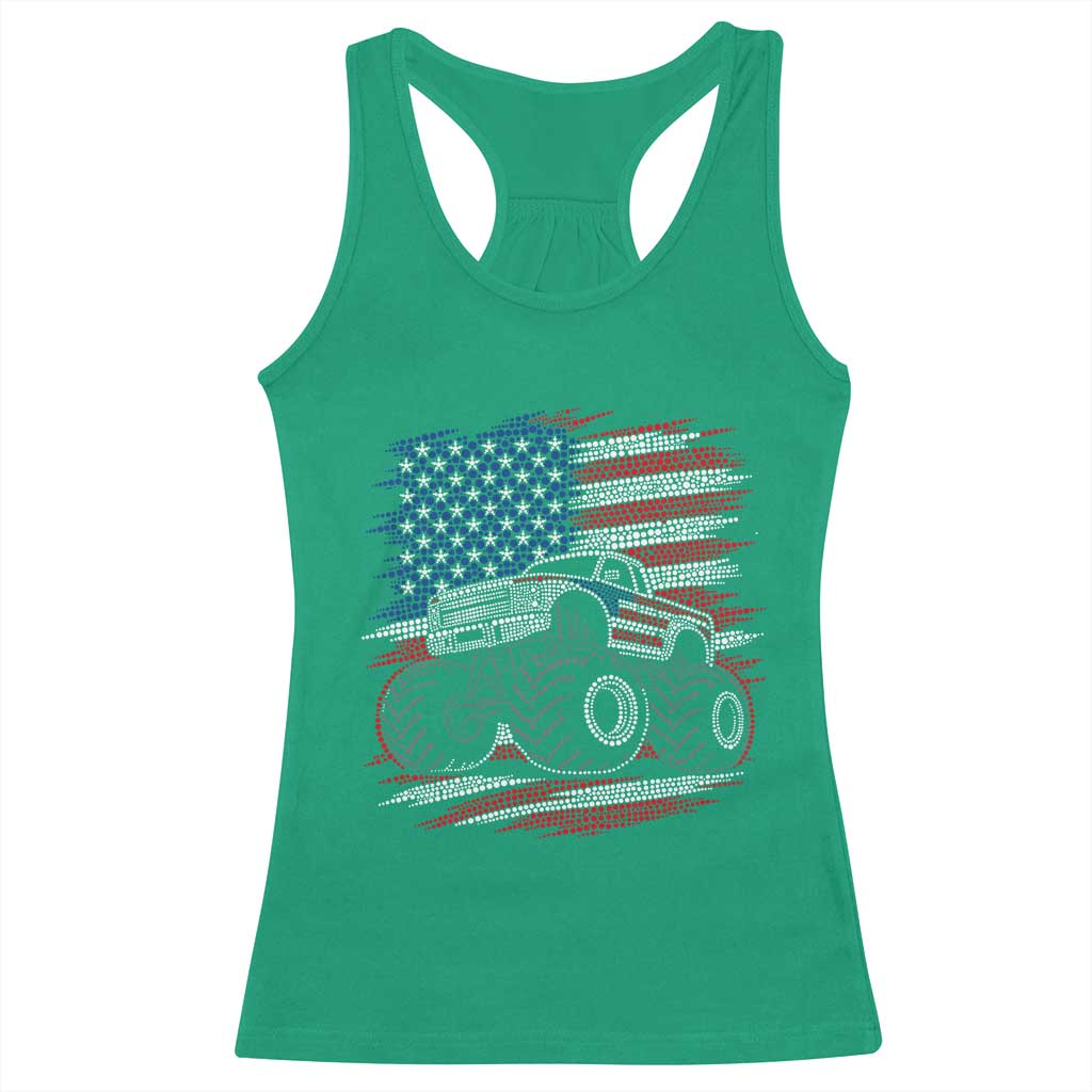 Patriotic Monster Truck Polka Dot Racerback Tank Top Dot Day Gift TS12 Irish Green Print Your Wear