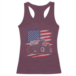 Patriotic Monster Truck Polka Dot Racerback Tank Top Dot Day Gift TS12 Maroon Print Your Wear