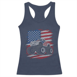 Patriotic Monster Truck Polka Dot Racerback Tank Top Dot Day Gift TS12 Navy Print Your Wear