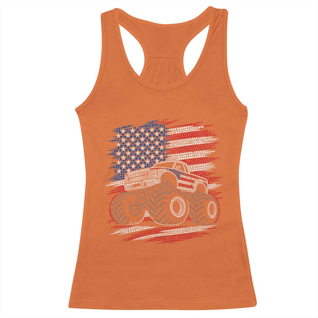 Patriotic Monster Truck Polka Dot Racerback Tank Top Dot Day Gift TS12 Orange Print Your Wear