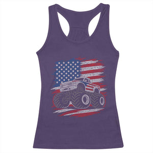 Patriotic Monster Truck Polka Dot Racerback Tank Top Dot Day Gift TS12 Purple Print Your Wear